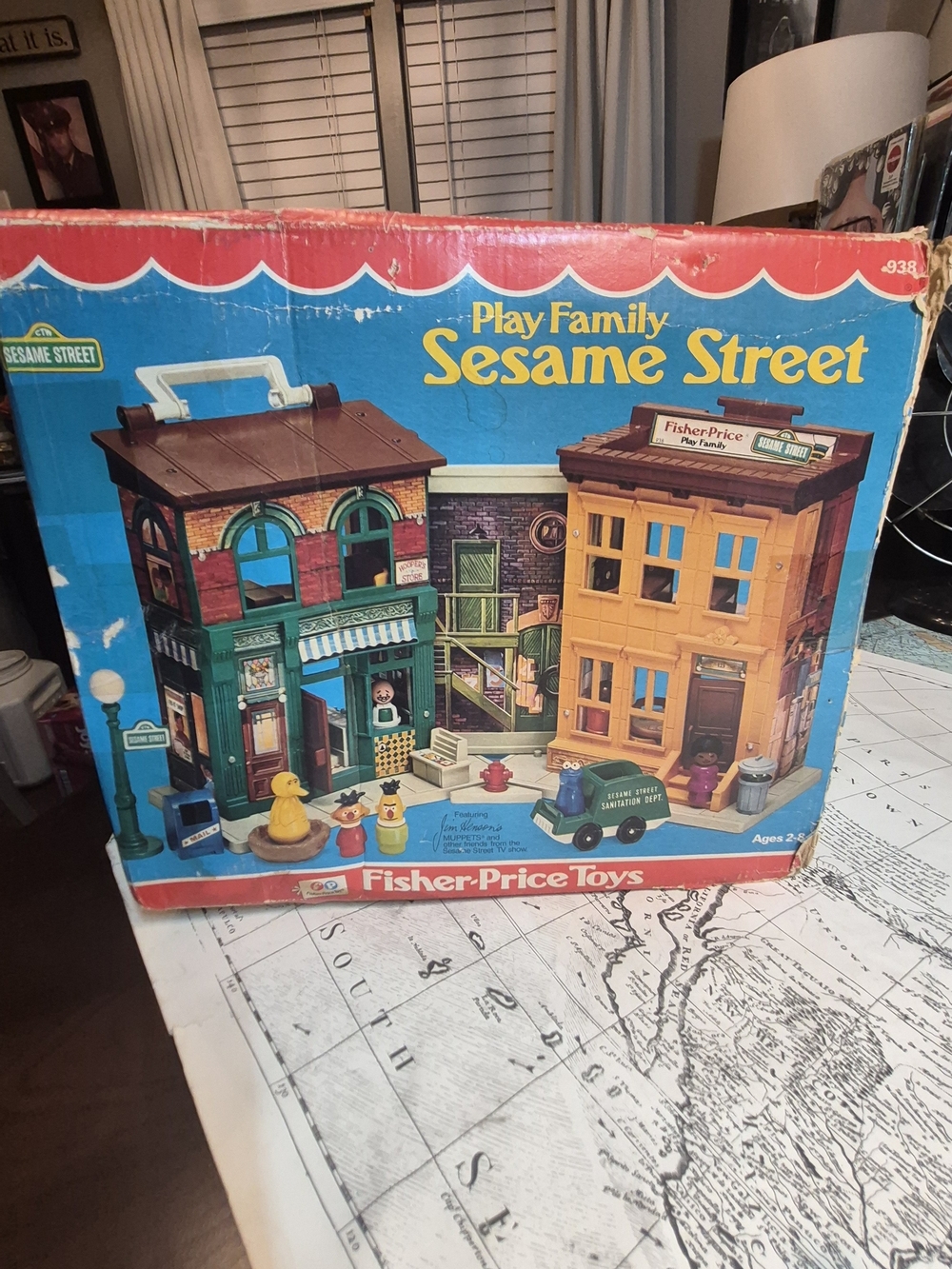 VINTAGE Fisher-Price Play Family Sesame Street Kids Toy Playset - Blue/Yellow